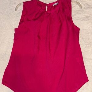 Pink Pleated Blouse with No Collar